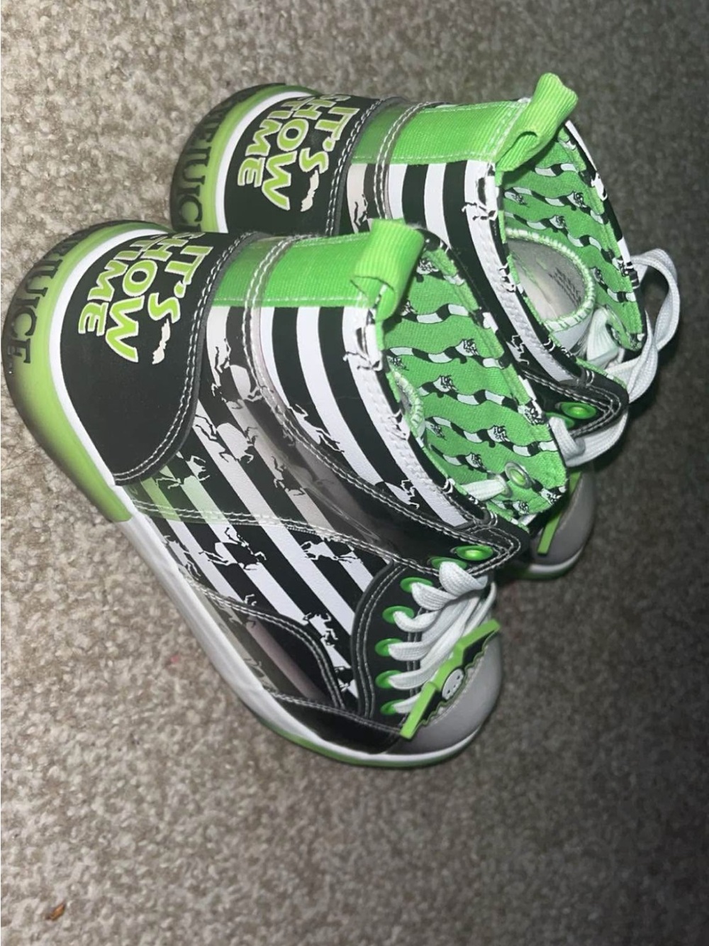 Neon Green and Black High-Top Sneakers for Men